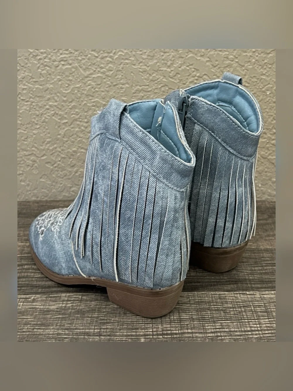 Pawz Toddler Girl Denim Western Cowgirl Boots Blue Color Size-12